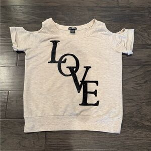 Miss Chievous Beige Top LOVE Size Med- Large